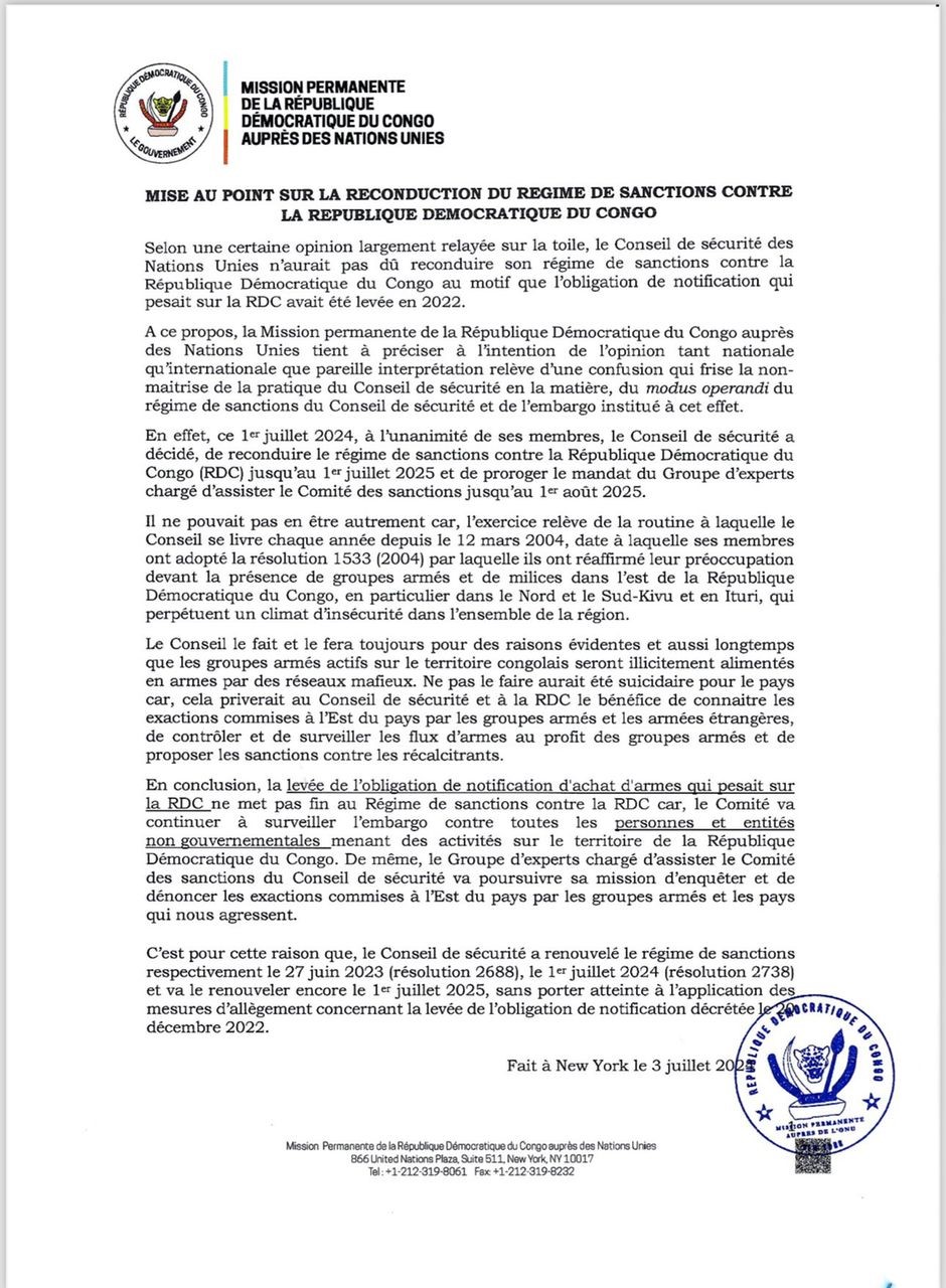 embargo armes en rdc