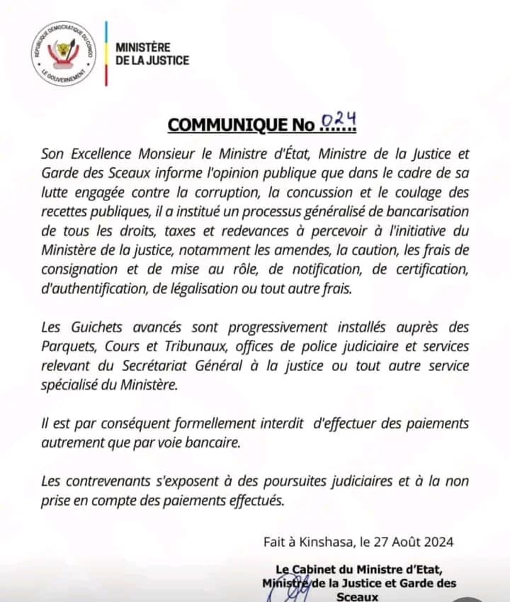 Constant Mutamba interdit les paiements manuels